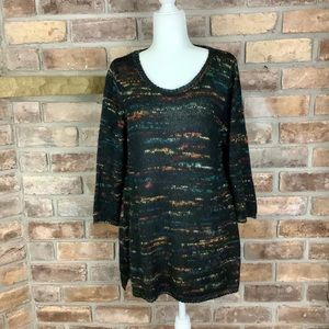 AVENUE Long Sleeve Multi-Colored Knit Sweater 136